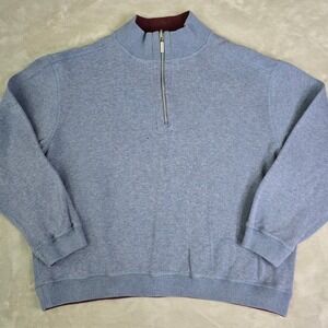 Vintage Kona Quarter Zip Pullover Men XL Light Blue Maroon